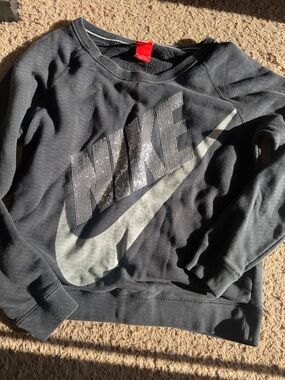 Nike Black and Silver Sweatshirt
